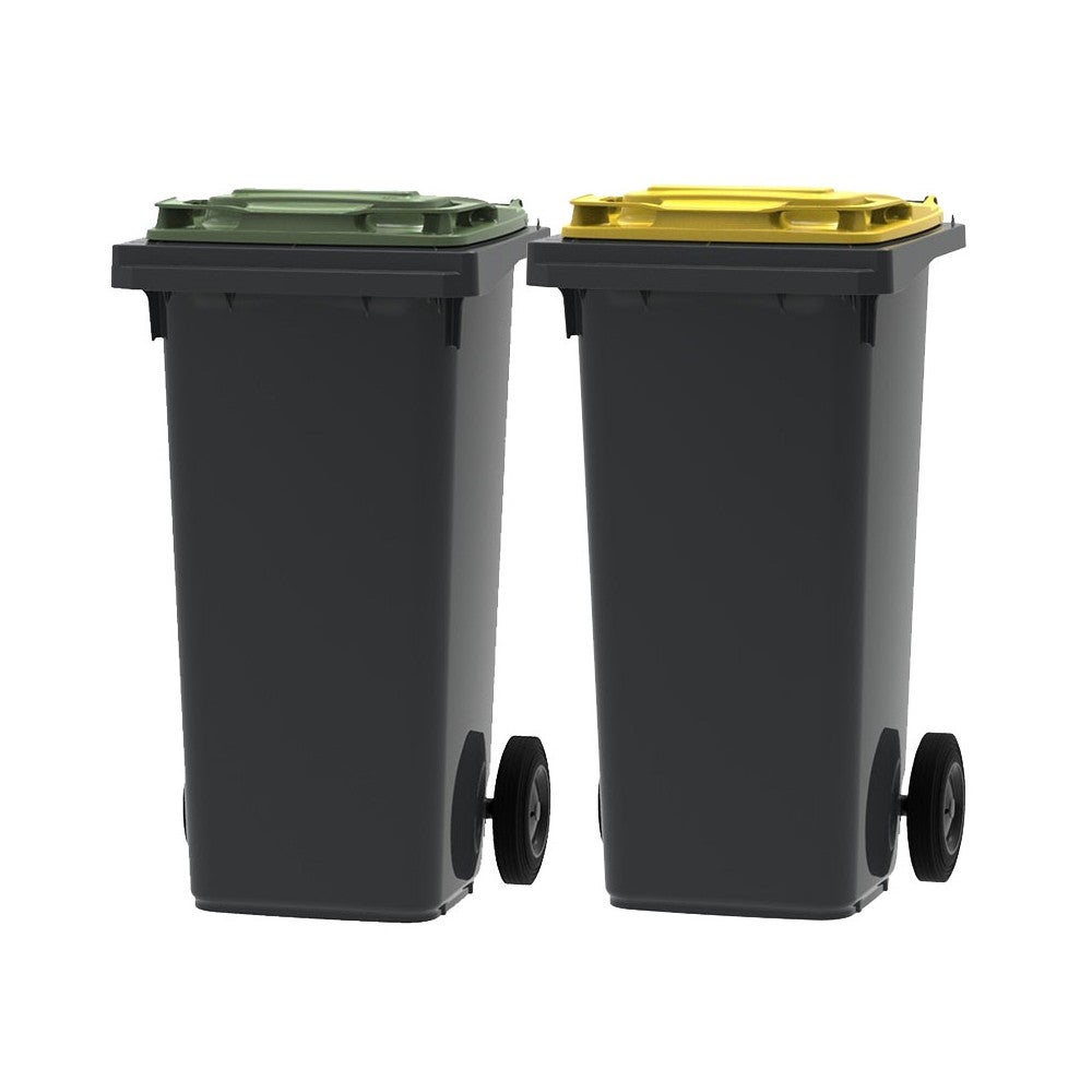 ESE France Lot de 2 Conteneurs Poubelles à déchets 2 roues - 120L - 100 ...