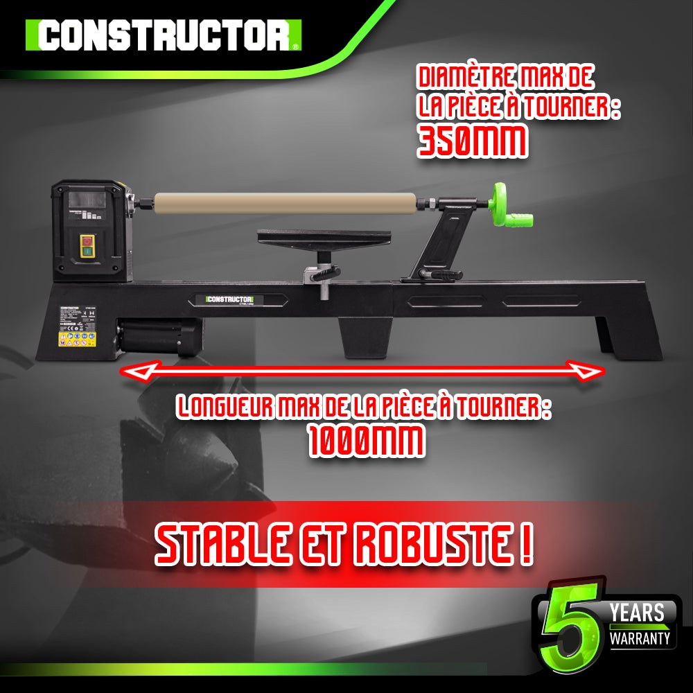 Tour à bois 400W - 1000mm - Constructor - 4