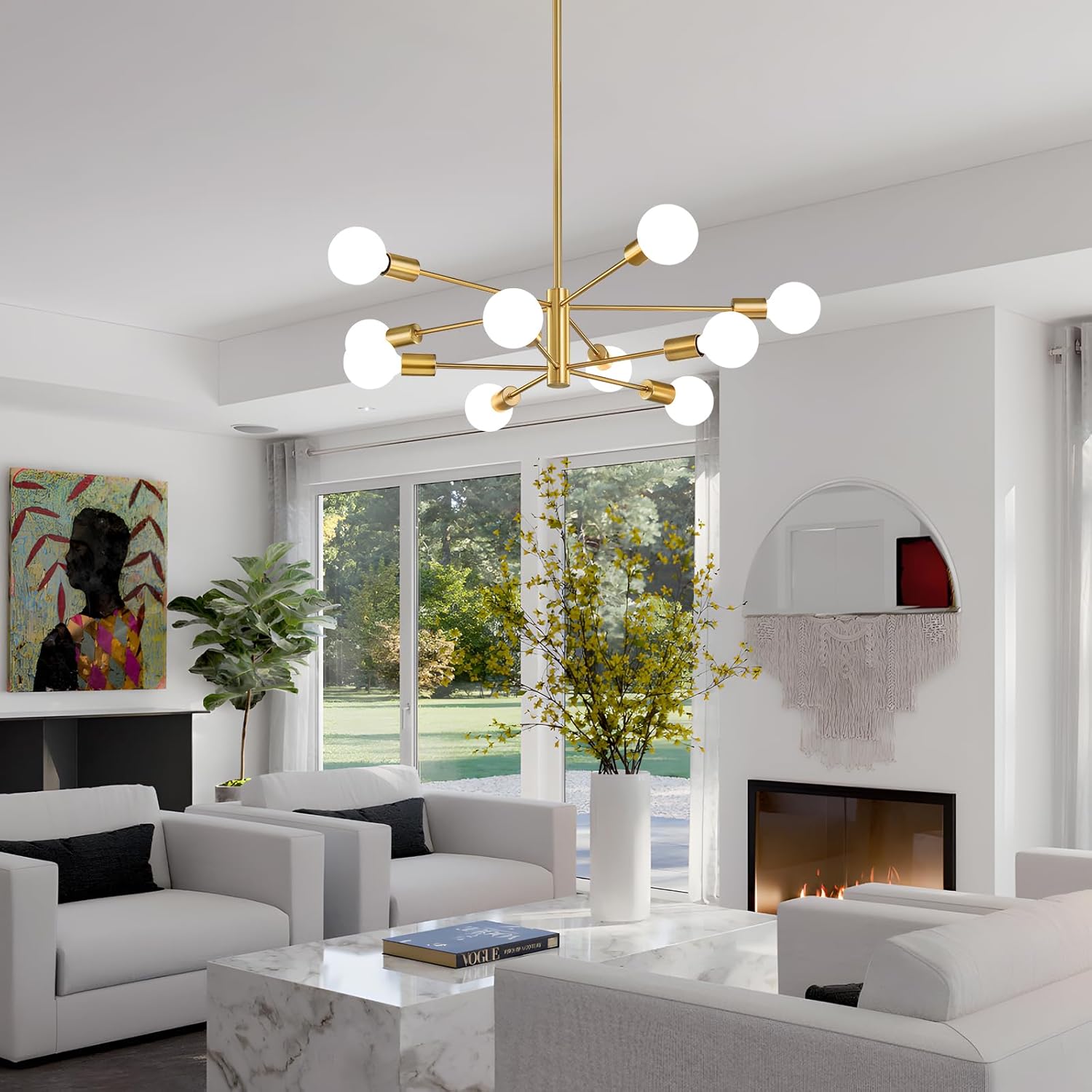 Żyrandol Sputnik, lampa wisząca 10-punktowa, styl retro industrialny, nowoczesny żyrandol (bez białej żarówki) - 3