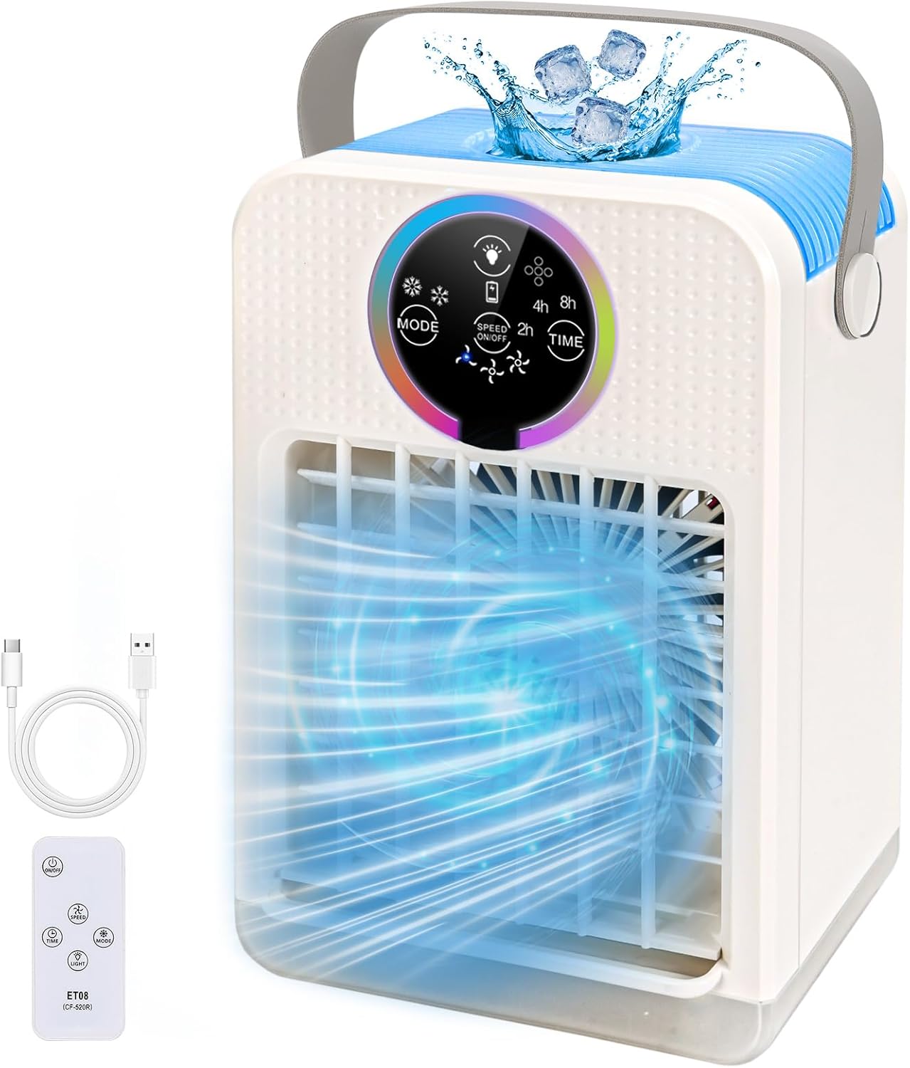 Ahlsen – Climatiseur portable 900mL – 3 vitesses – Oscillation 90° – Humidificateur et purificateur d'air – Économie d'énergie Ahlsen – Climatiseur portable 900mL – 3 vitesses – Oscillation 90° – Humidificateur et purificateur d'air – Économie d'énergie