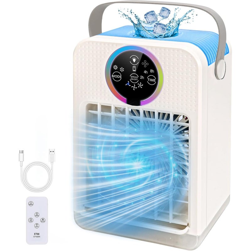 Klimatyzator ewaporacyjny o pojemności 700 ml, nawilżacz, timer od 2 do 8 godzin, mini osobisty klimatyzator, wentylator biurkowy.