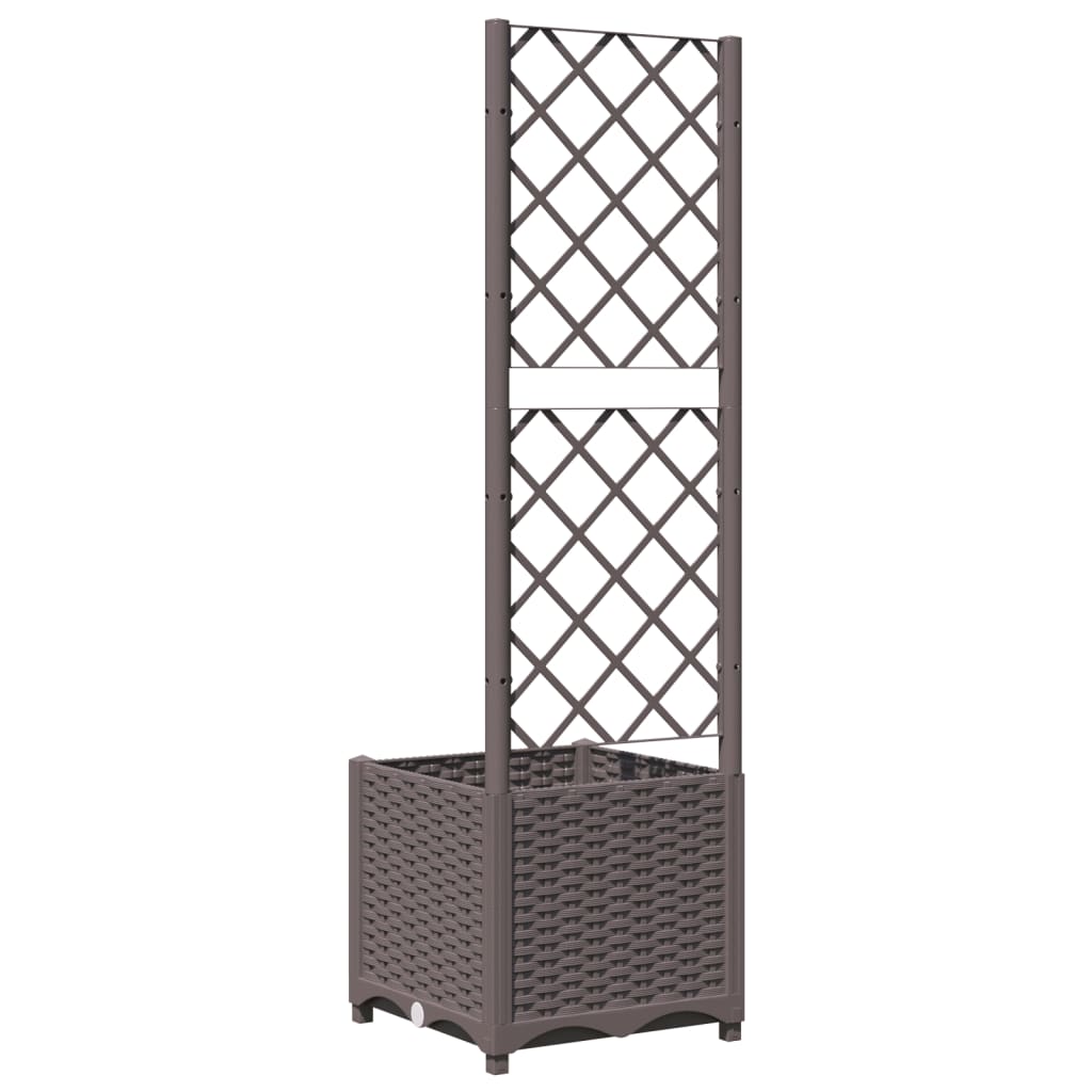 Jardinière bac lit surélevé plantes fleurs terrasse jardin avec treillis 40 x 40 x 136 cm PP marron 02_0038288 - 4
