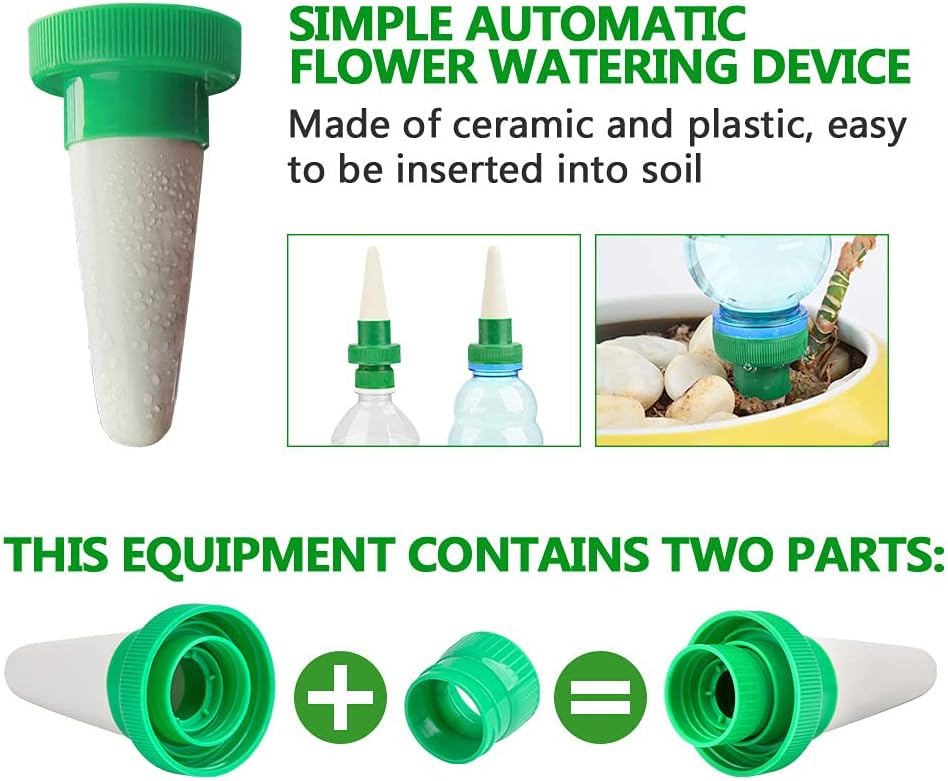 4er Automatique plante d'irrigation d'eau distributeur cône en céramique tête plante verseur goutte à goutte d'irrigation pour jardin, plante d'intéri - 4