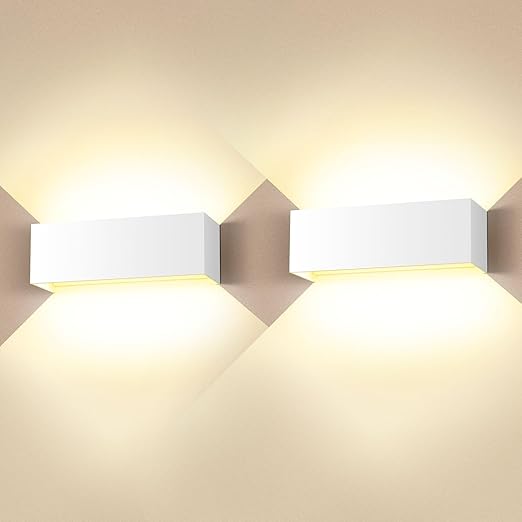 Zestaw 2 lamp ściennych LED 24W, białe, regulowane, zewnętrzny kąt wiązki, ciepła biel, wodoodporność IP65