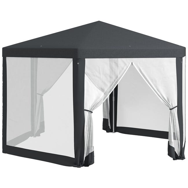 Kiosque jardin hexagonal double entrée métal polyester 3,94x3,94x2,5 m ...