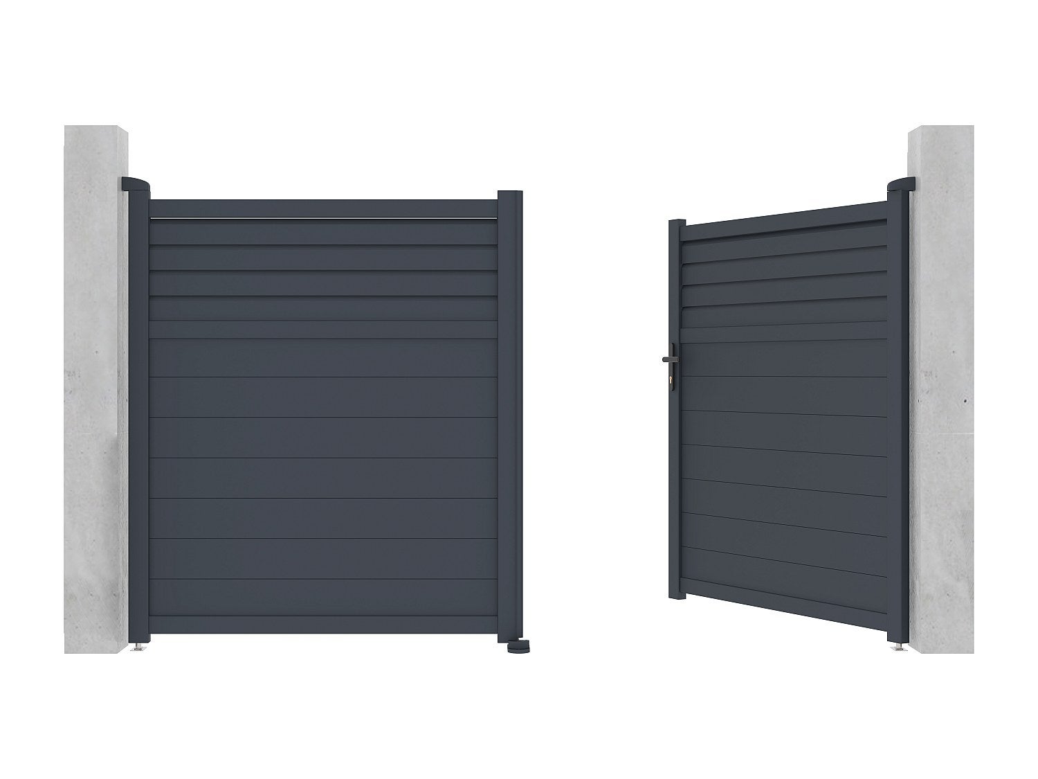 Portail battant aluminium persienné L305 x H180 cm anthracite - VIAZO - 4