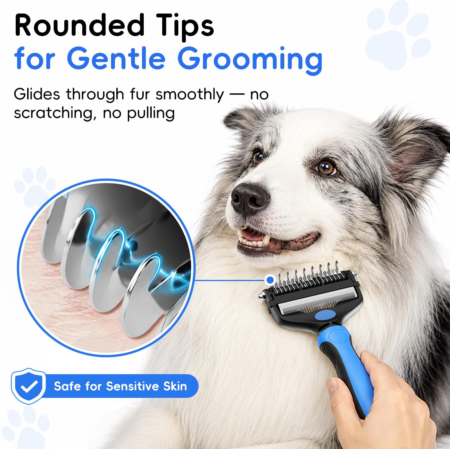 Escova de grooming 3 em 1 profissional para animais Azul – Ideal para cães e gatos, todos os tipos de pelo - 6