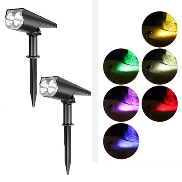 2 SZT. Zewnętrzna Lampa Solarna, Reflektor Solarny, Wodoodporny Reflektor Solarny LED IP65, Kolorowe światło
