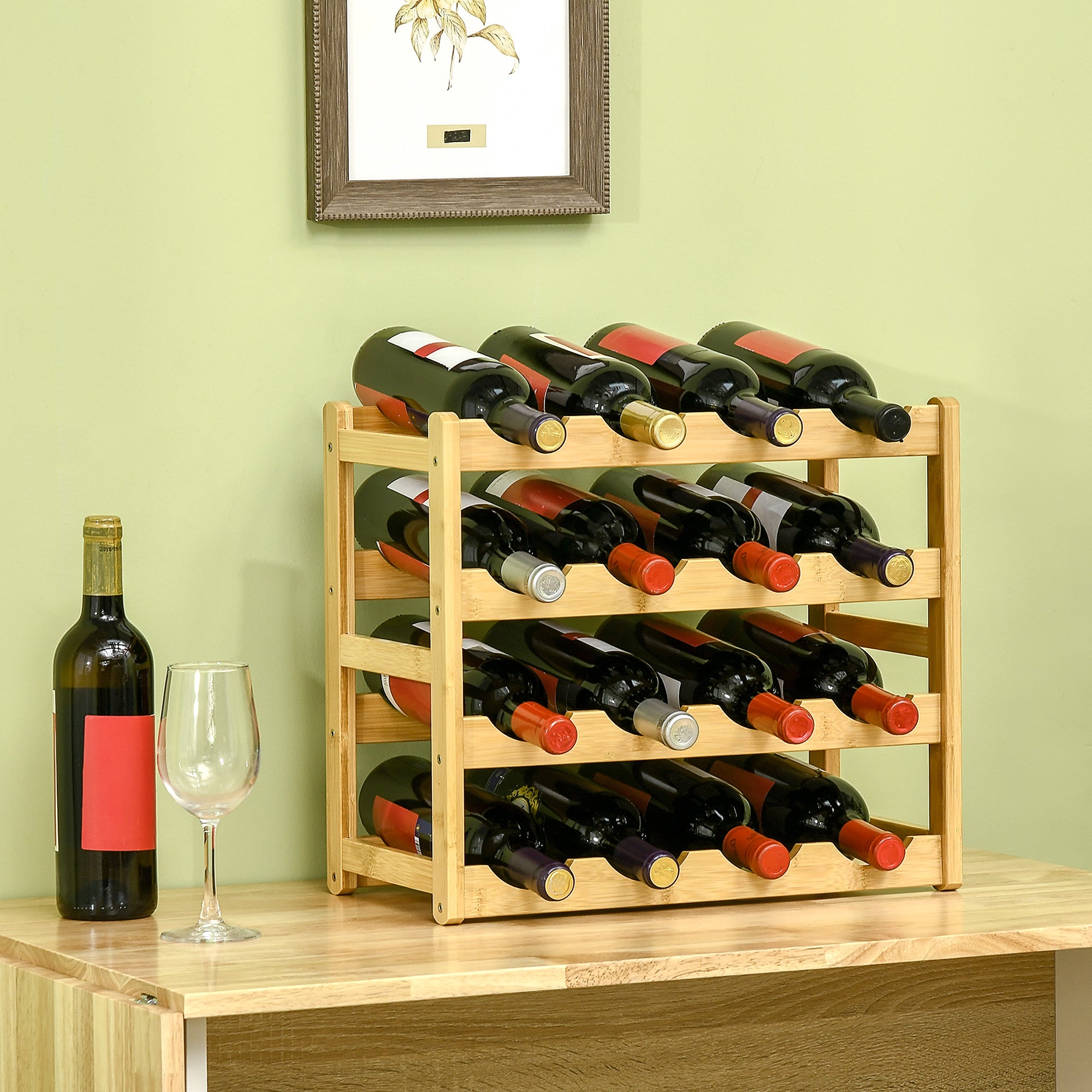 12 bouteilles Casier à vin range bouteilles horizontal 3 étages de 4