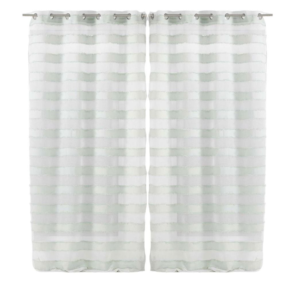 Lot De 2 Voilages Courts Tulle Enfant - Motif Étoiles Et Lune Argenté 129,5 Cm, Chambre Bébé Et Salon