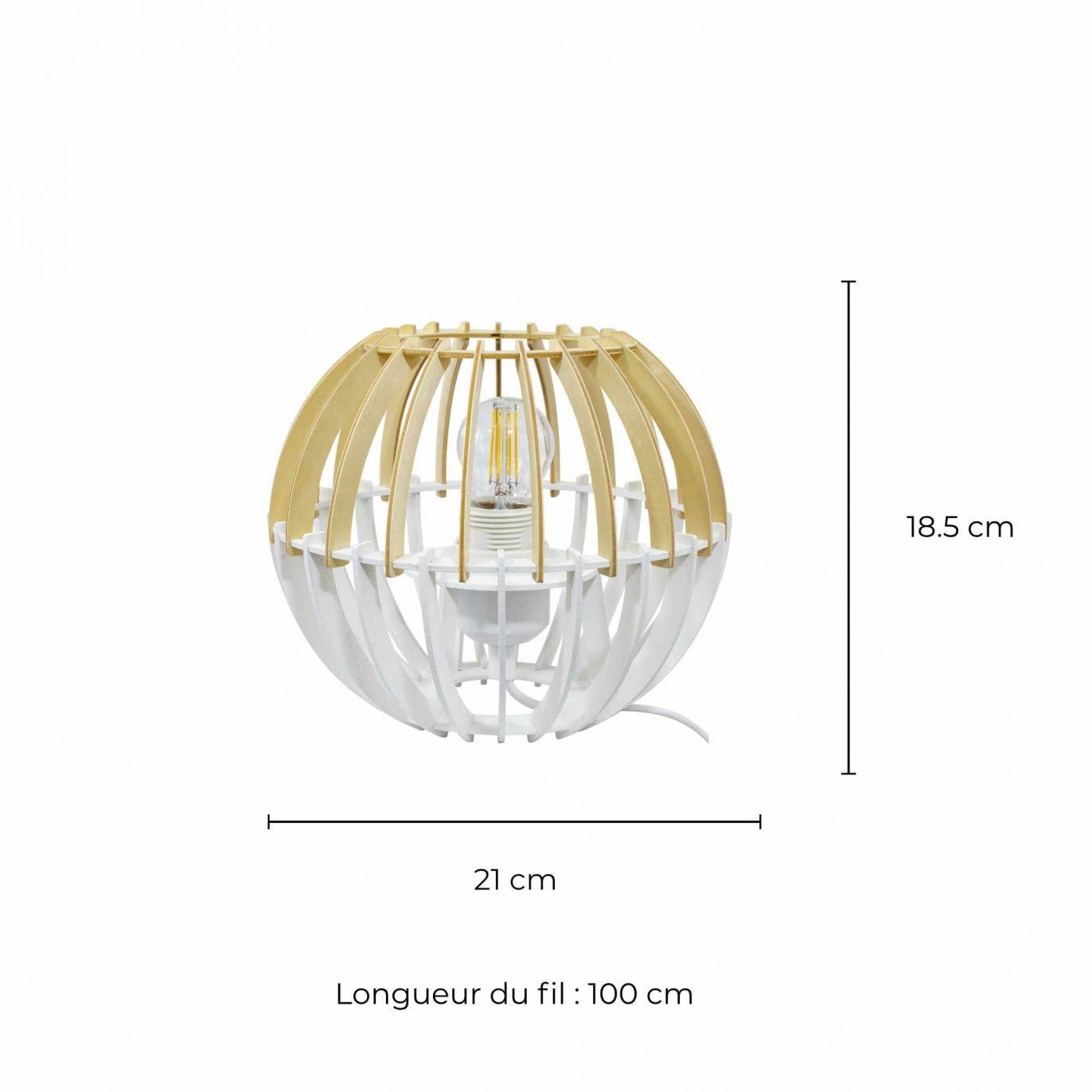 Lampe à poser en bois bicolore - COBLENCE - Blanc et naturel - C-Création - 5