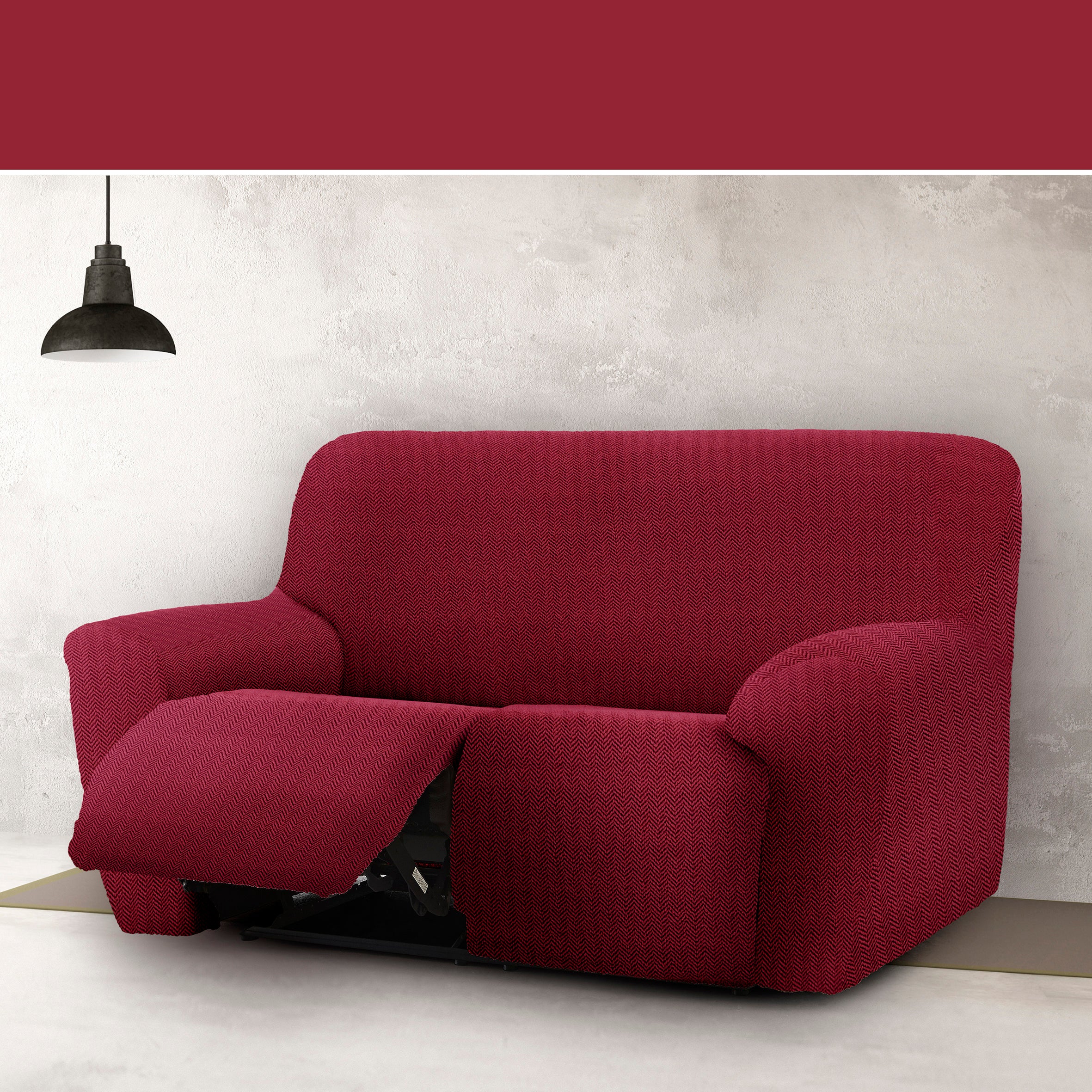 Copridivano Jaz relax estensibile 2 posti bielastico bordeaux 140 - 200 cm - 3