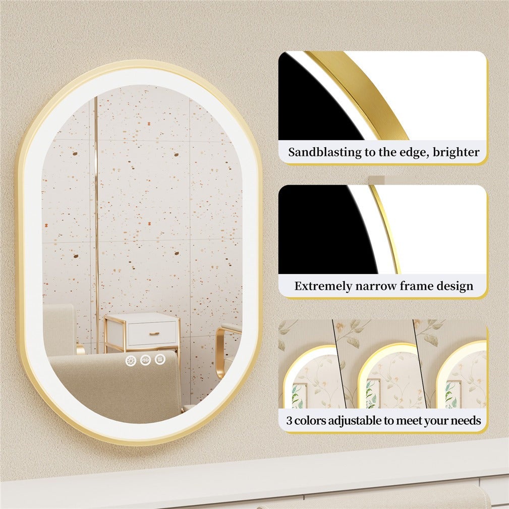 Miroir Salle de Bain LED 80x50cm Miroir Mural Ovale Anti-Buée 3 Couleurs Réglables+Mémoire+Tactile - 3