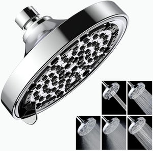 Soffione doccia a pioggia, soffione doccia ad alta pressione da 15,2 cm, soffione doccia da 1,8 GPM con 90 getti in gomma anti-intasamento, rotazione a 360°, soffione doccia per bagno antiruggine, oro