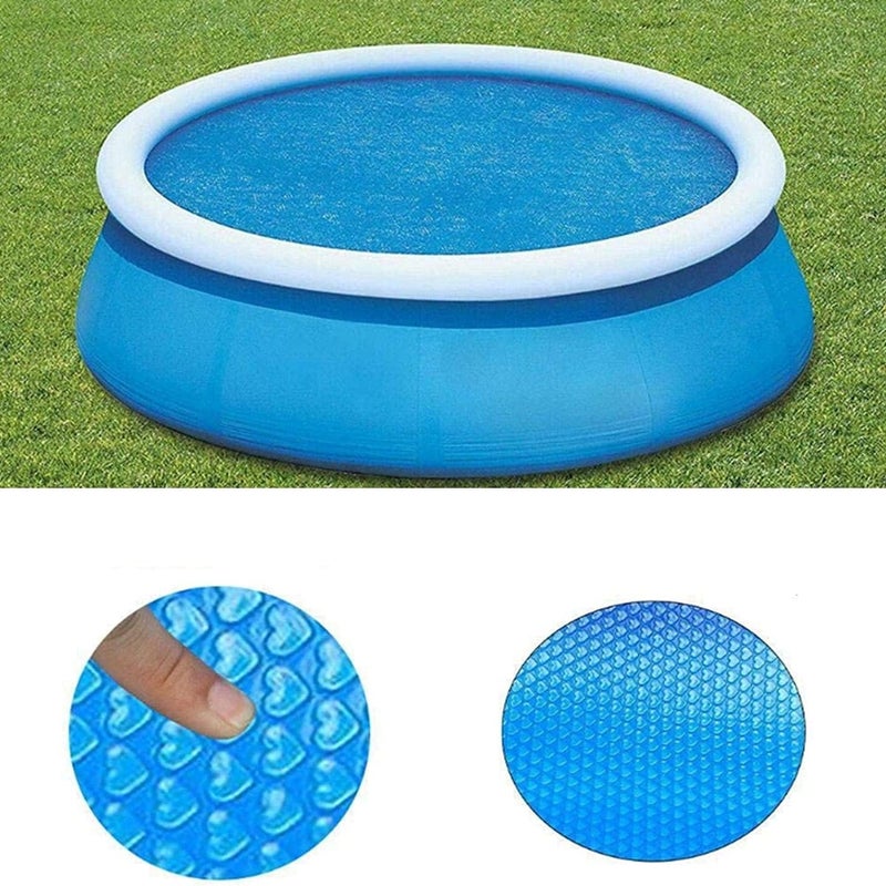 Okrągła osłona solarna na basen 180 cm, niebieska folia termoizolacyjna do basenów, folia bąbelkowa z filtrem UV do okrągłych basenów naziemnych