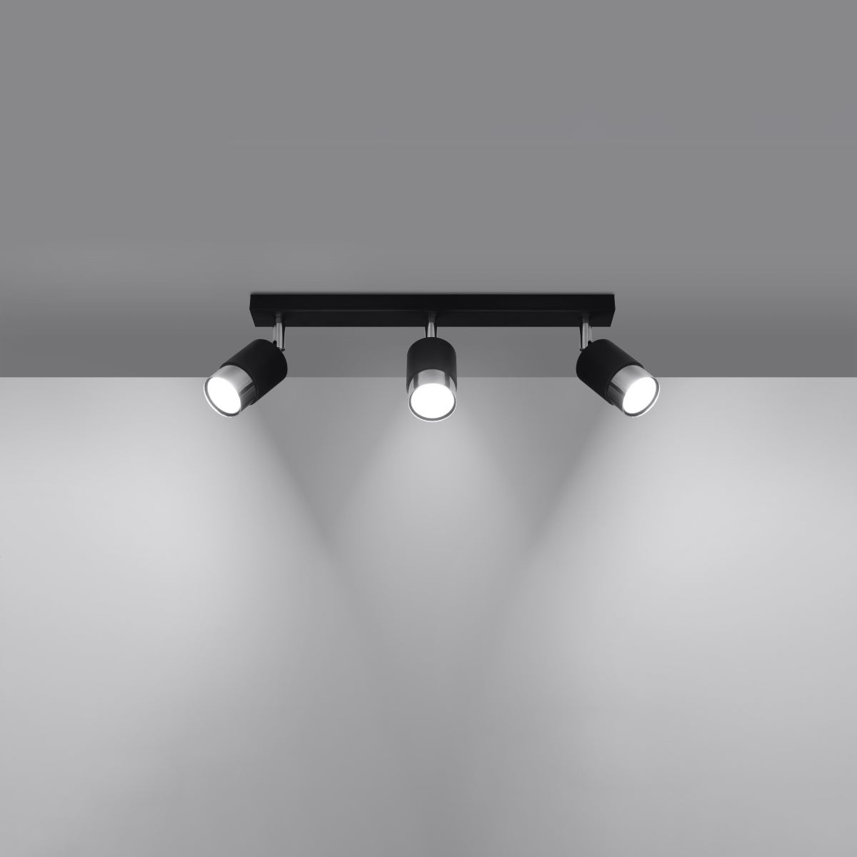 Plafon ALVOR 3 czarny/chrom LED 3000K - 45x5x18cm Sollux