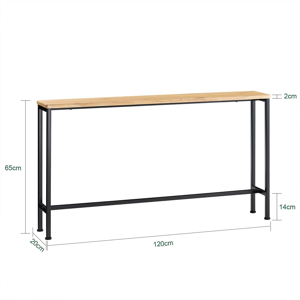 SoBuy FSB19-E Table d'appoint, Bout de canapé, Table d’entrée pour Salon, Cadre et 4 Pieds en Fer, Nature et Noir - 3