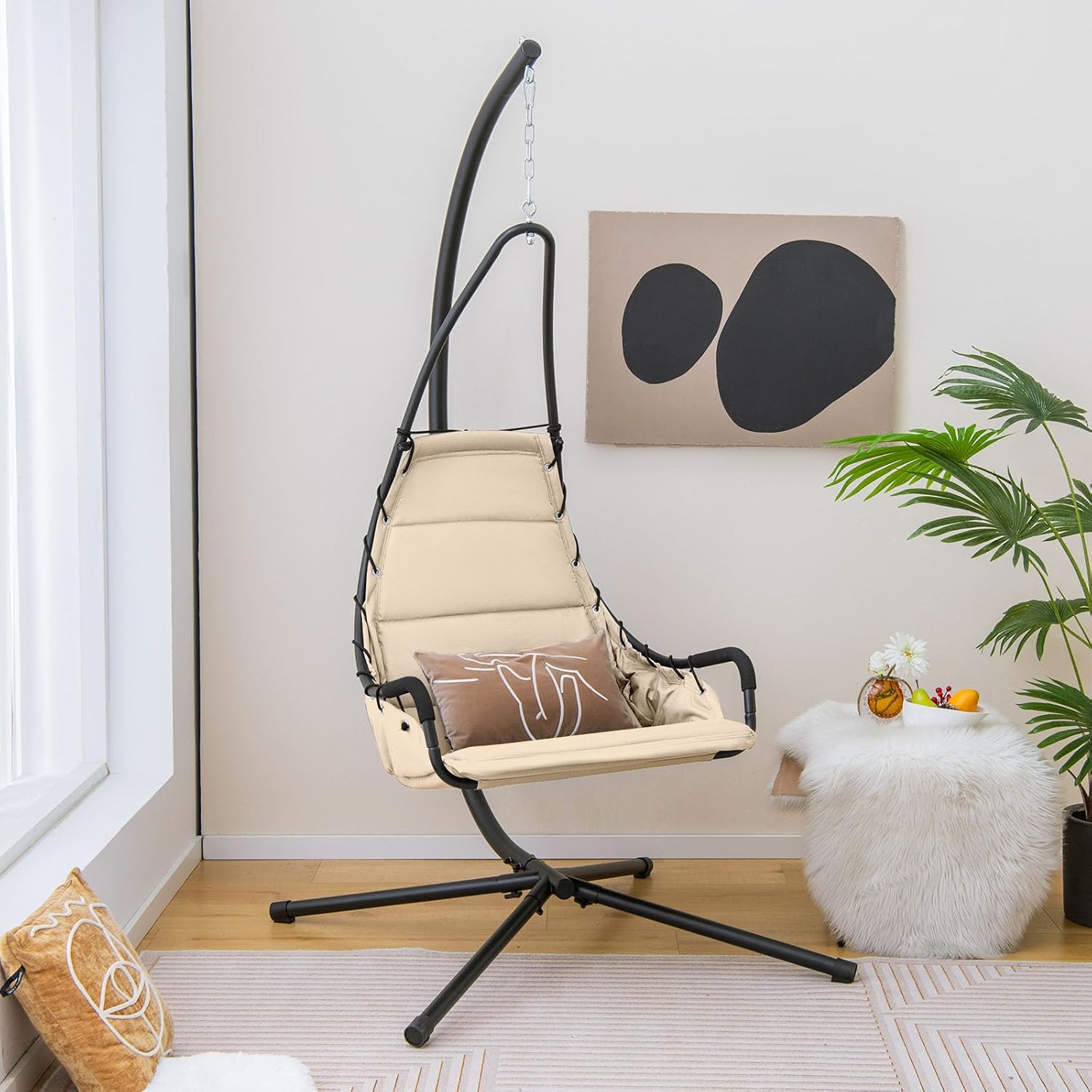 Silla Colgante con Soporte, Asiento Acolchado Extra Grande