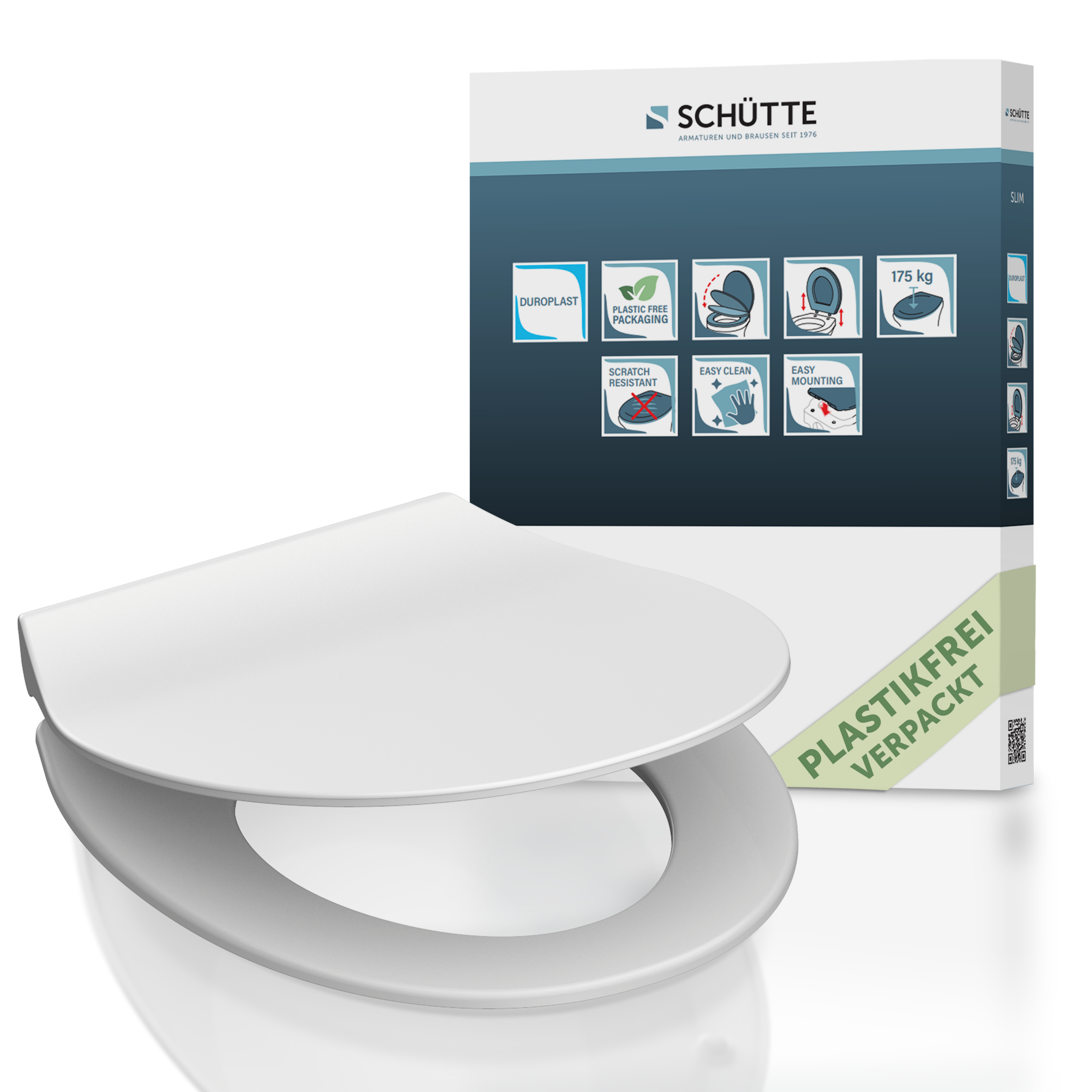 Sedile WC Schütte Con Anima In Legno – Bianco, Universale, Facile Montaggio, Modello 84000