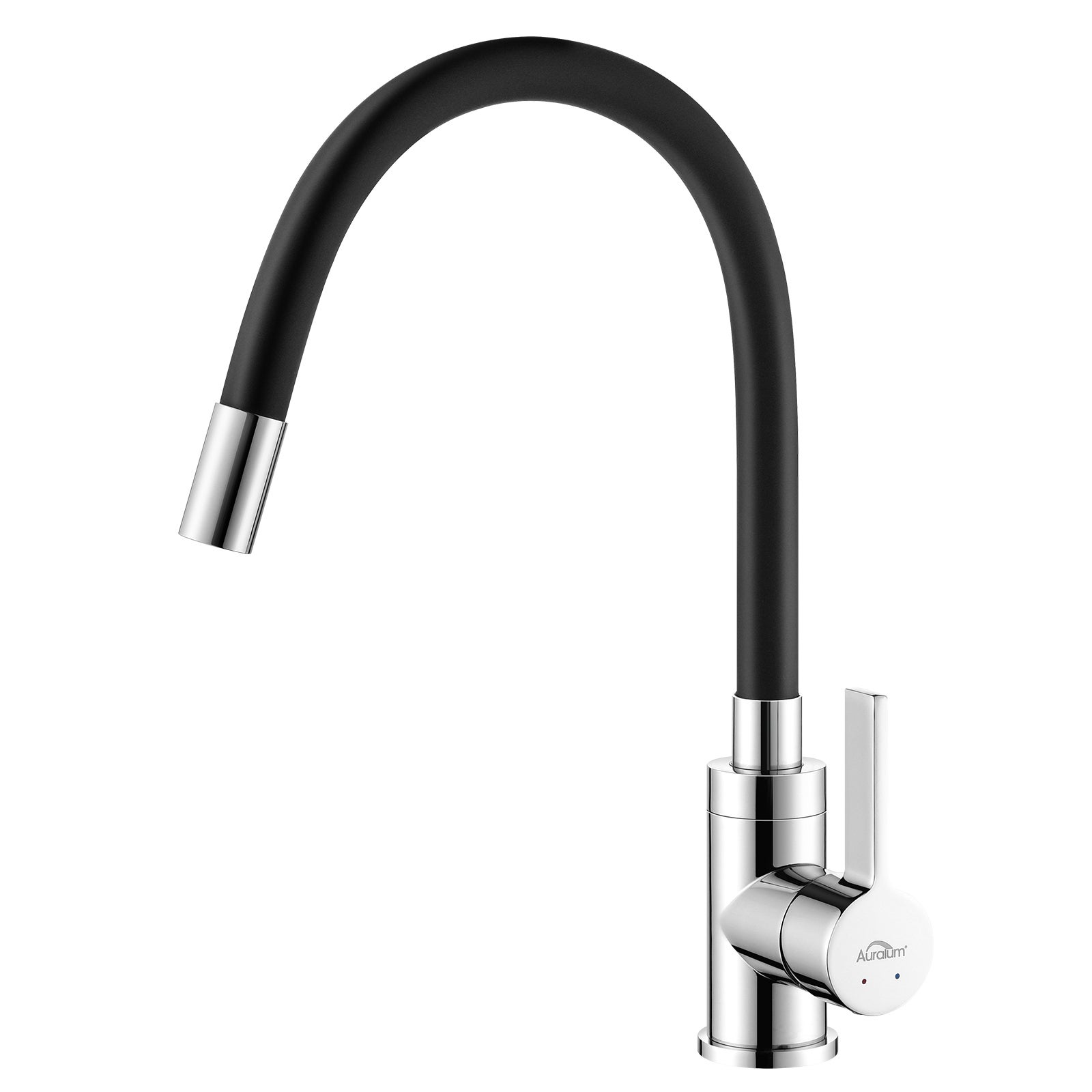 Mitigeur Cuisine Noir Flexible Bec Haut Orientable Librement Robinet Évier Laiton Mémoire de Forme Robinet Evier Monotrou Eau Chaude/ Froide - 8