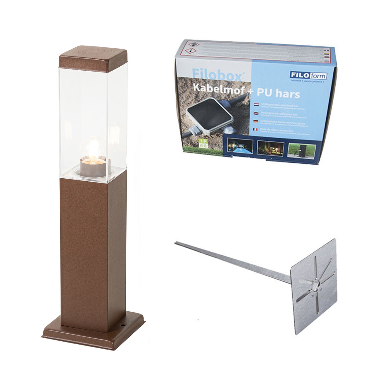 Nowoczesna latarnia zewnętrzna rdzawo-brązowa 45 cm - Malios