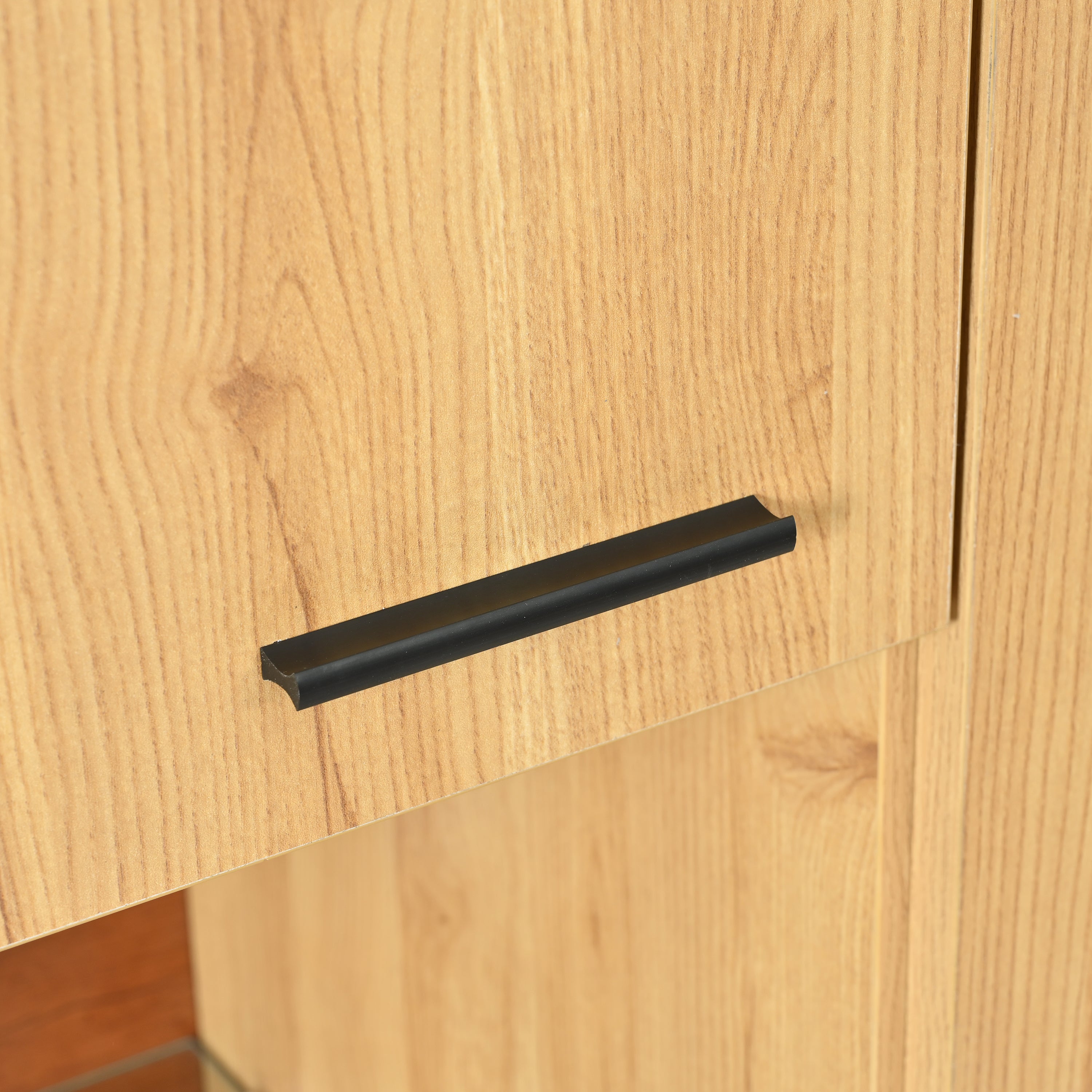 Vetrina in stile scandinavo con LED - 3 ante 8 scomparti - Naturale - 9