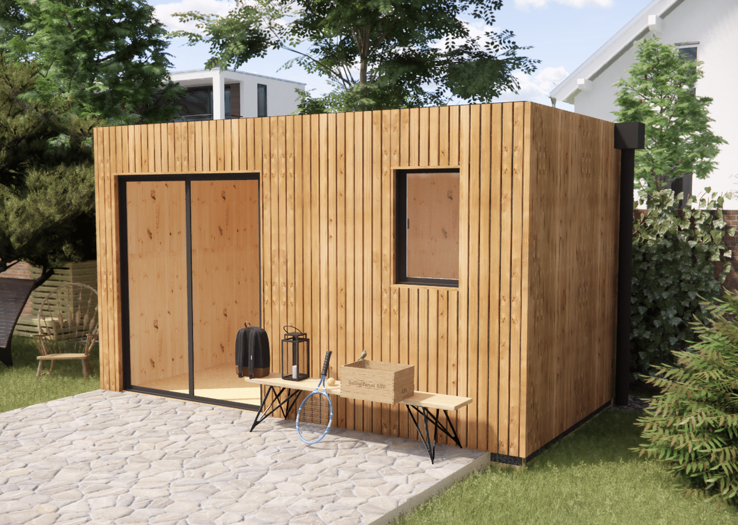 Studio de jardin habitable en bois 4,4 x 2,4 x 2,7 m avec plancher isolé - 6