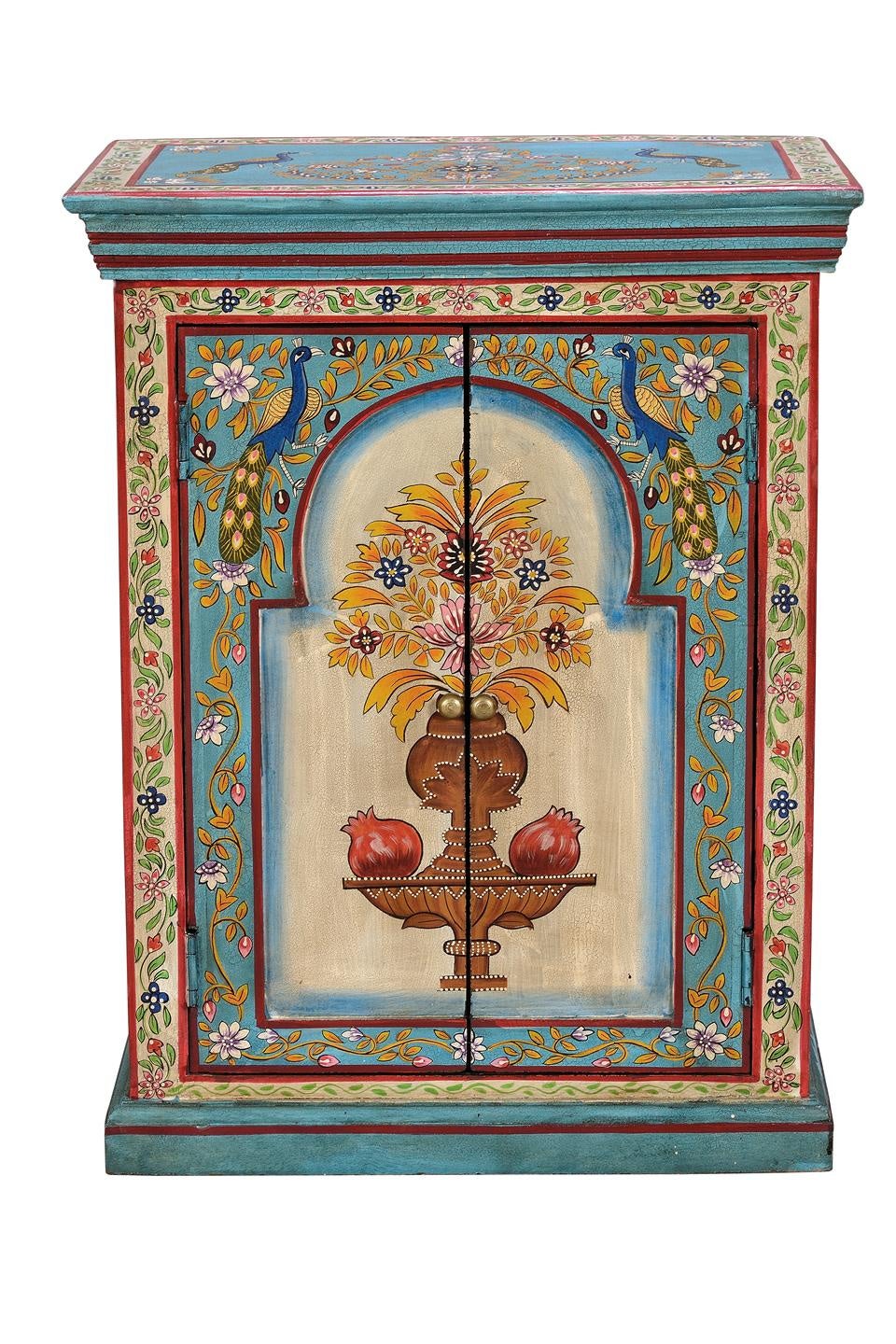 Meble pomocnicze z drewna mango, płyta MDF 52 cm, styl etniczny – 68x52x34 GYC