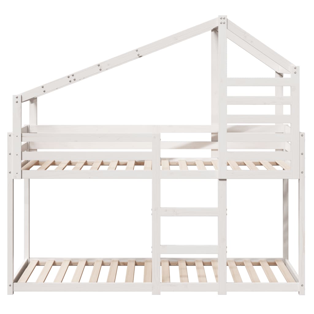 Lit superposé avec toit blanc 90x190 cm bois massif de pin - 4