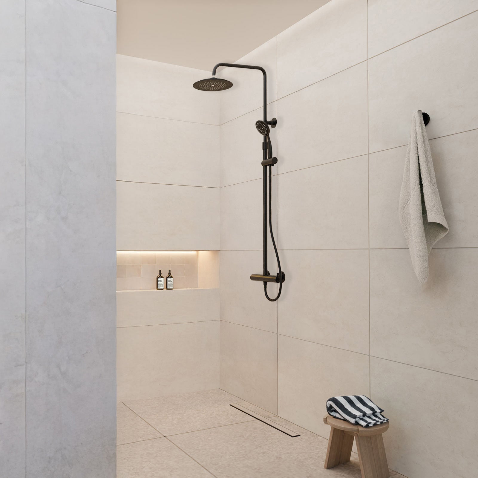 Columna de ducha Termostática Negro mate - 133x28x52 cm - MOLLY BLACK - 6