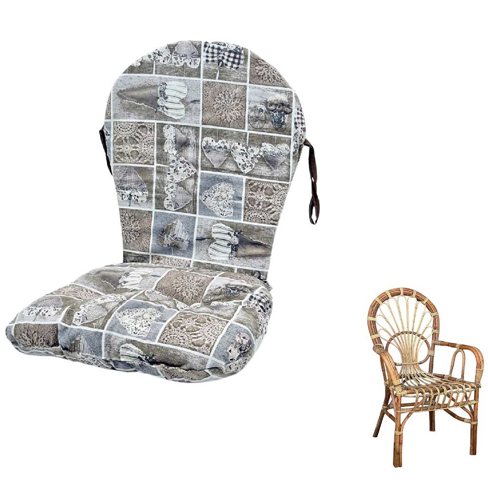 Cuscino per poltrona sedia big sole in vimini e bambù fantasia