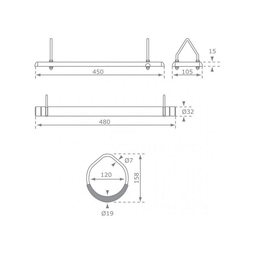 Kit 3 accessoires balançoire + anneaux de gym + trapèze Kbt - 3