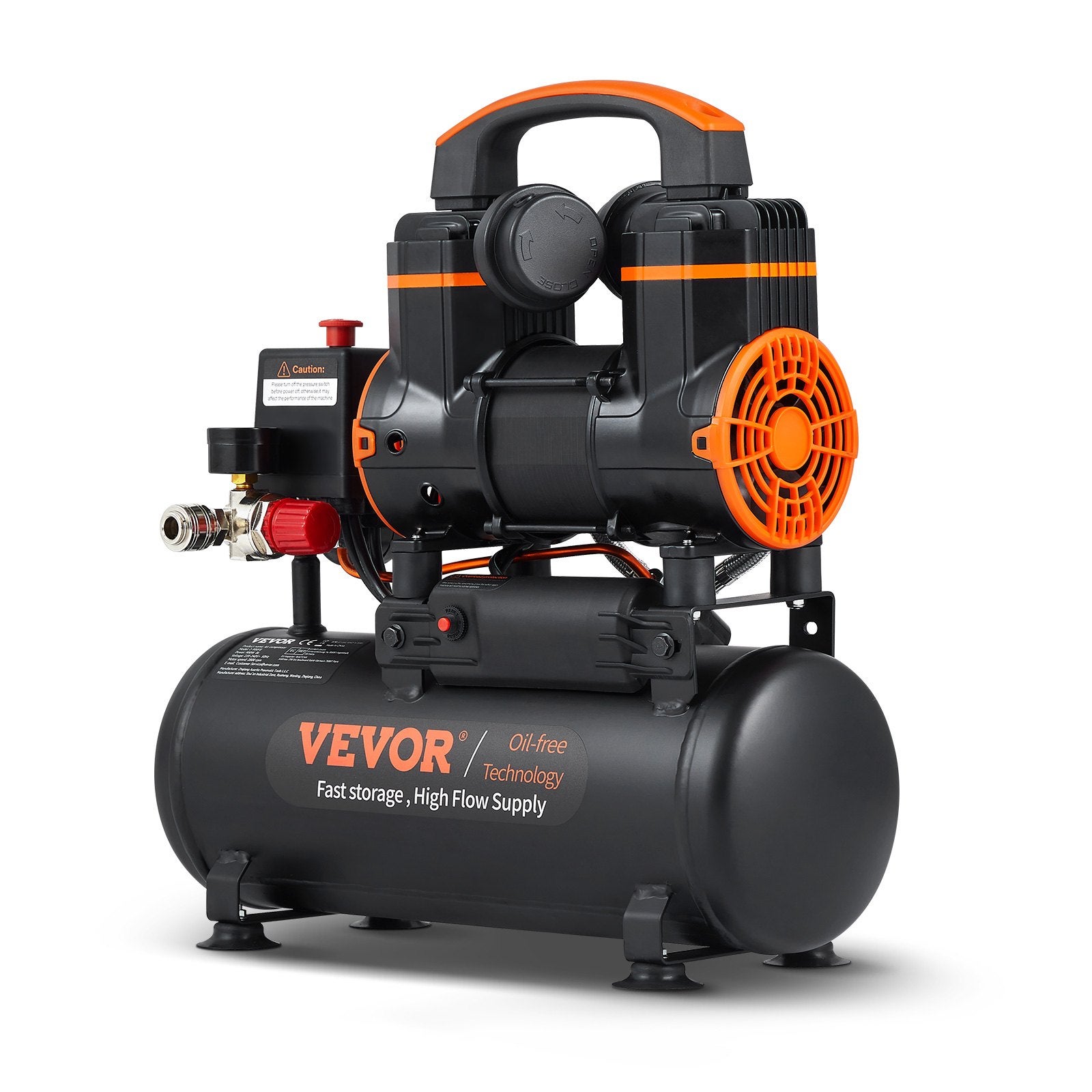 Sprężarka powietrza 900W Sprężarka szeptana Sprężarka bezolejowa 8L 2800 obr./min VEVOR