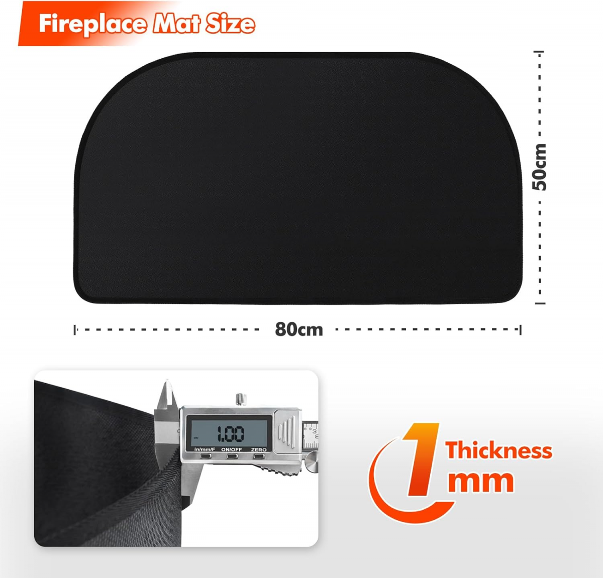 Placa protetora à prova de fogo para fogão a lenha, tapete ignífugo para o chão do fogão a lenha, proteção contra faíscas (50 x 80 cm) - 2