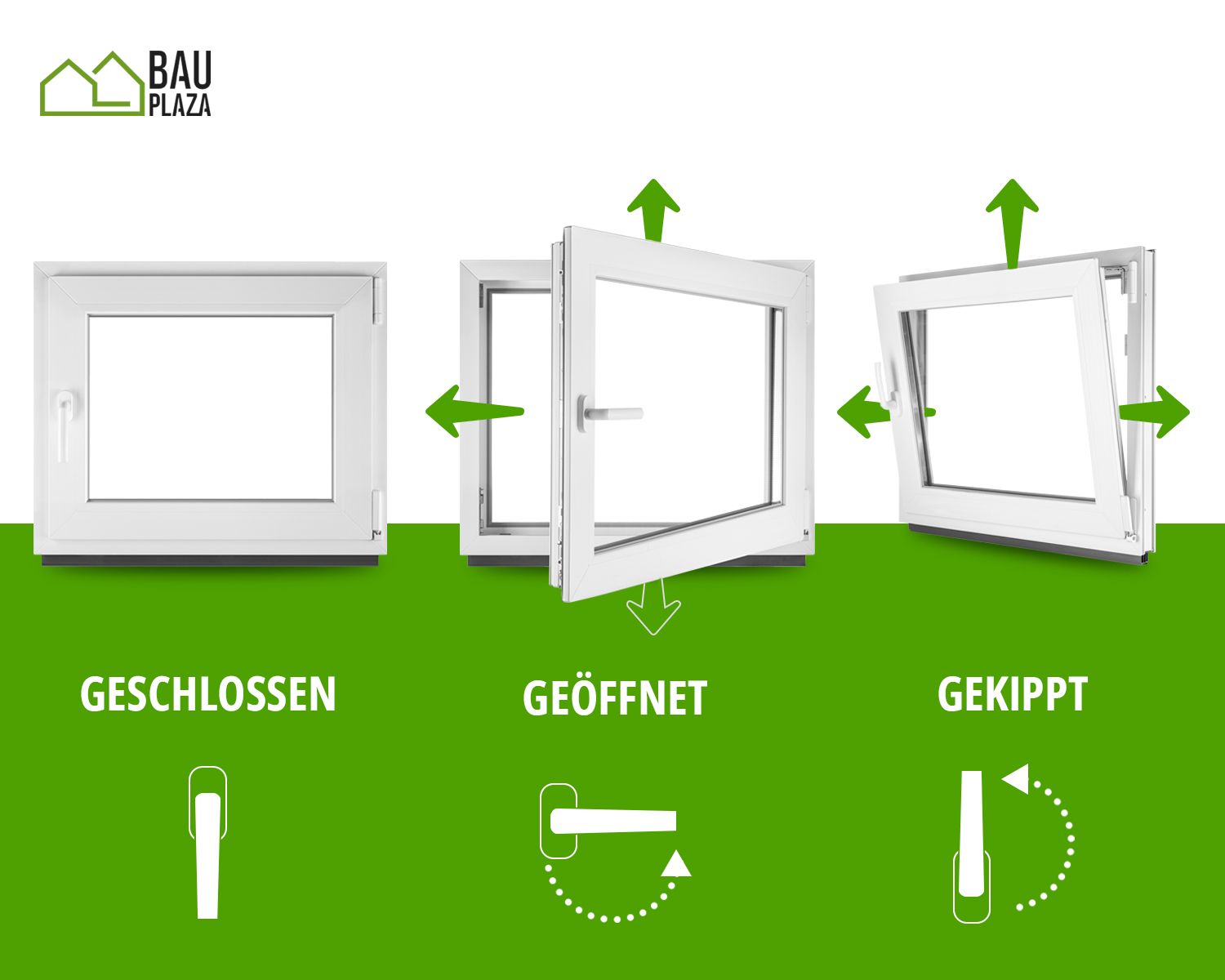 ‎BauPLAZA - Ventana PVC ANCHO x ALTO 800 x 600 mm 80 x 60 cm Derecha BLANCA Vidrio Transparente - doble cristal OSCILOBATIENTE - 4