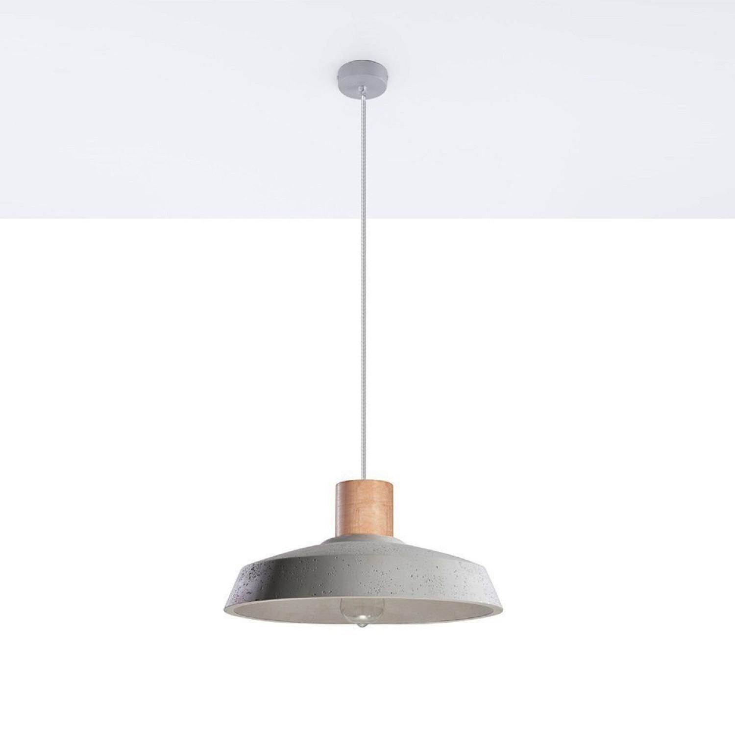Lampa sufitowa wisząca Afra szaro-jasne drewno 1xE27x60W wym: 100 x 40 x 40 cm beton architektoniczny Sollux Lighting