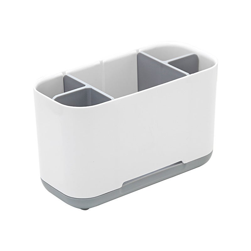 Portaspazzolino famiglia grande, effetto legno, organizer per spazzolini da denti, con supporto per telefono e divisori regolabili, facile da pulire, 6 scomparti, con scarico per famiglia, bambini