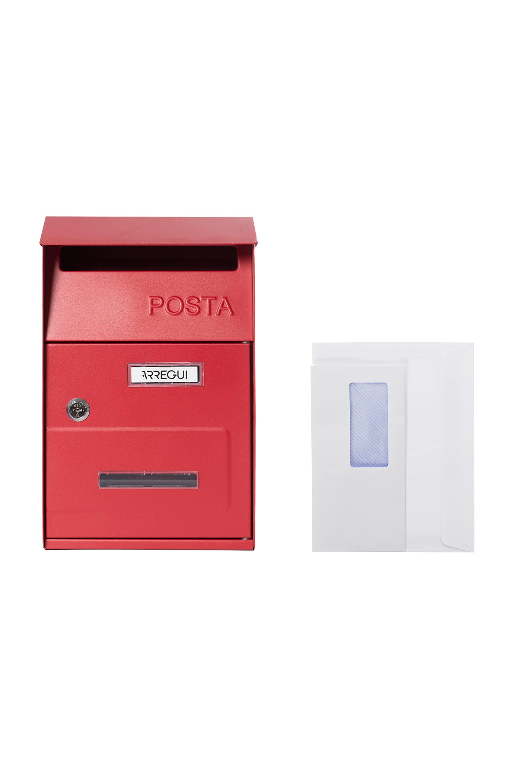 ARREGUI Up D-2006/R Cassetta Postale Individuale in Acciaio, Cassetta della Posta da Parete, Dimensione S (DIN A5), Con Finestra, Rosso - 6