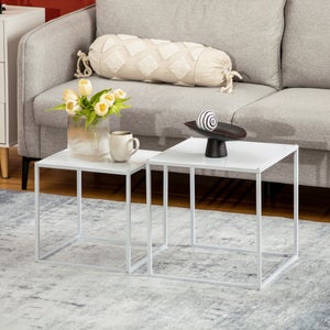 Rantry Tavolino Bianco 33x33x34,5 cm in Legno Multistrato, Tavolini da caffè, Tavolo Tavolino da Salotto, Tavolinetto da Soggiorno Ufficio Camera da Letto