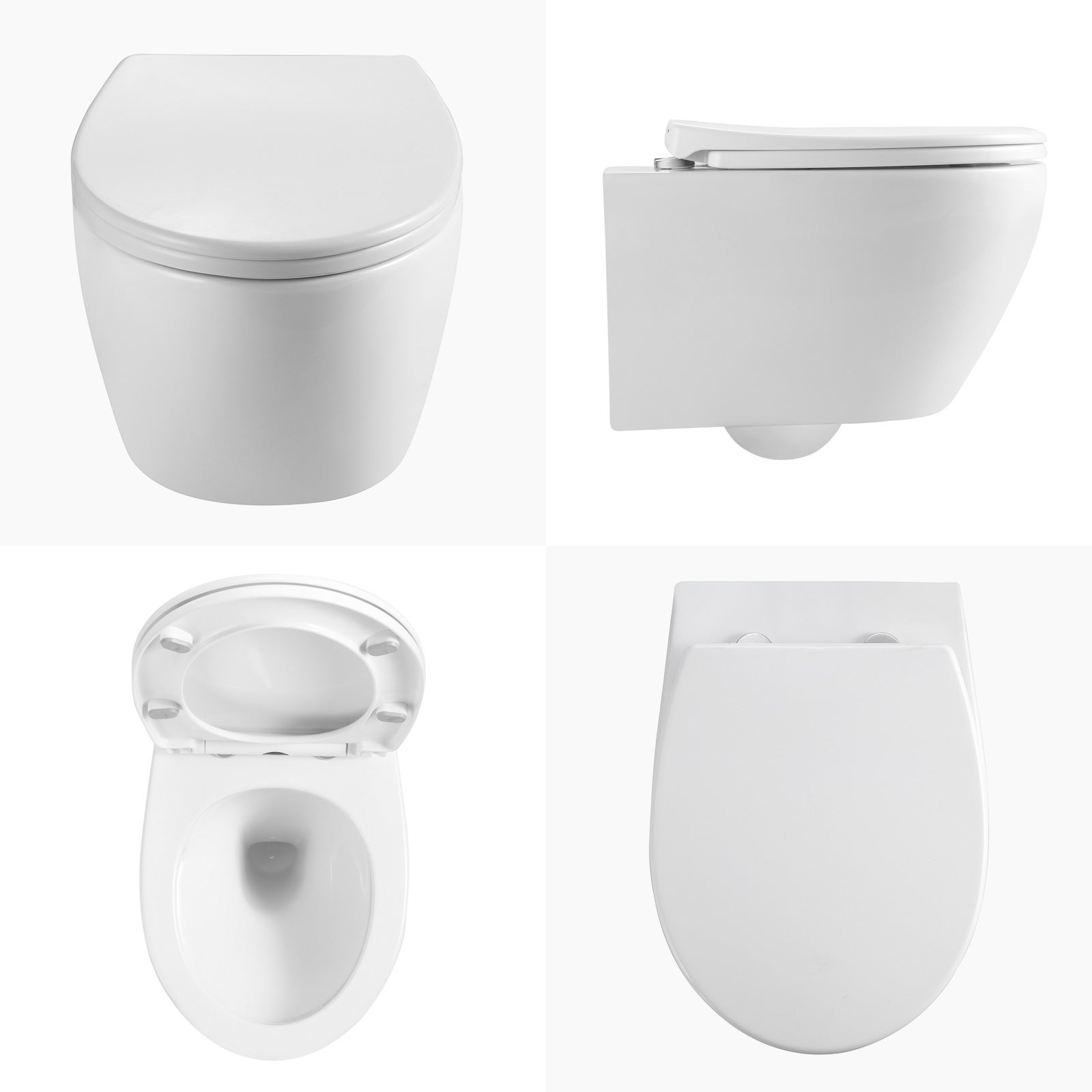 Cuvette WC Suspendu Blanc Toilette Suspendu Céramique, Lunette WC avec Fermeture en Douceur, Cuvette Toilette Compact Design HOROW - 7