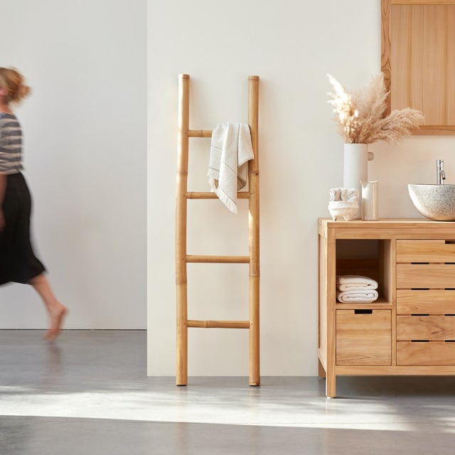 Tikamoon Echelle porte serviette de salle de bain en bambou naturel
