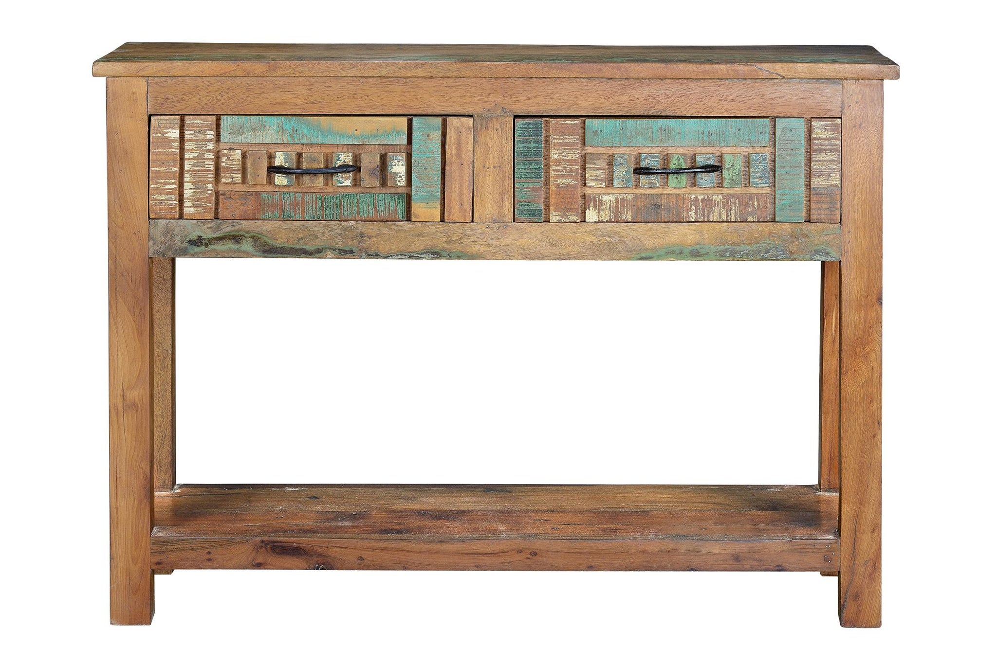 Konsola z drewna z recyklingu, 105 cm, styl vintage industrialny, 76x106x33 GYC