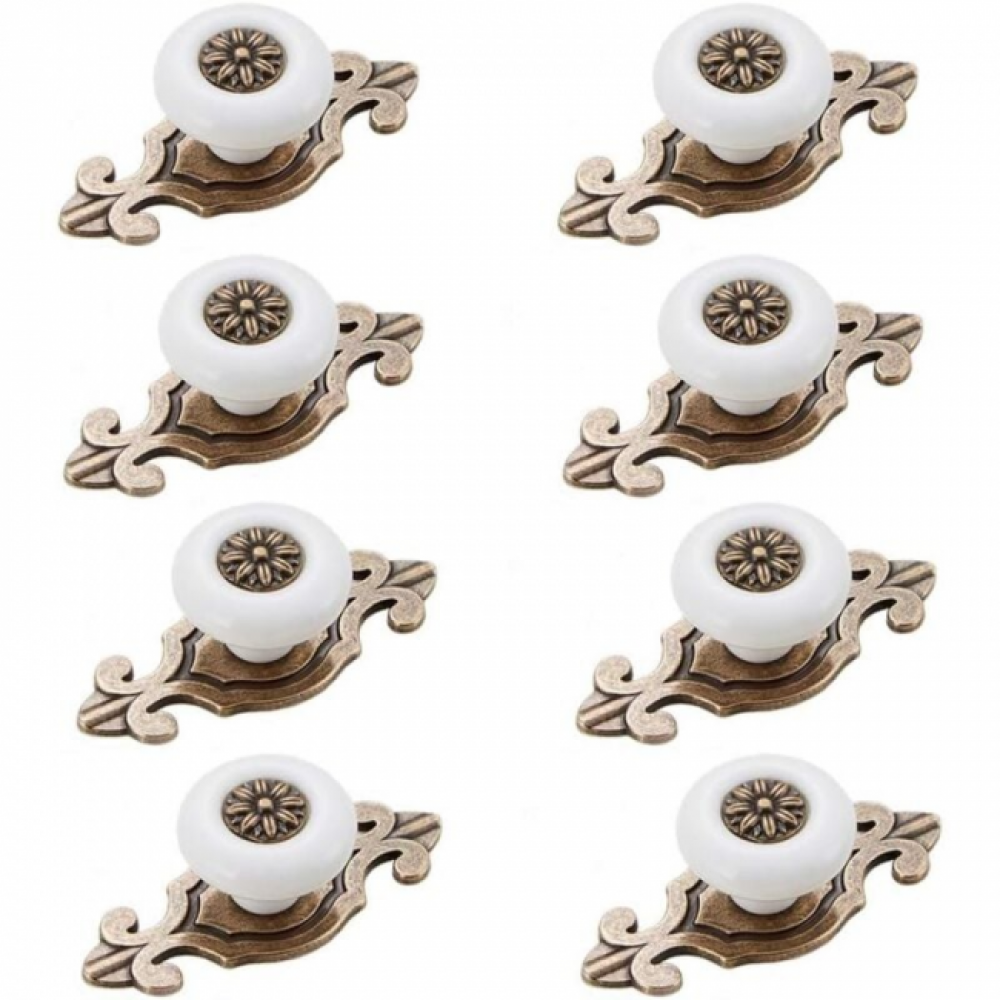 Klamka do drzwi przesuwnych - Uchwyt meblowy - Ceramiczny - 8 sztuk - Biały