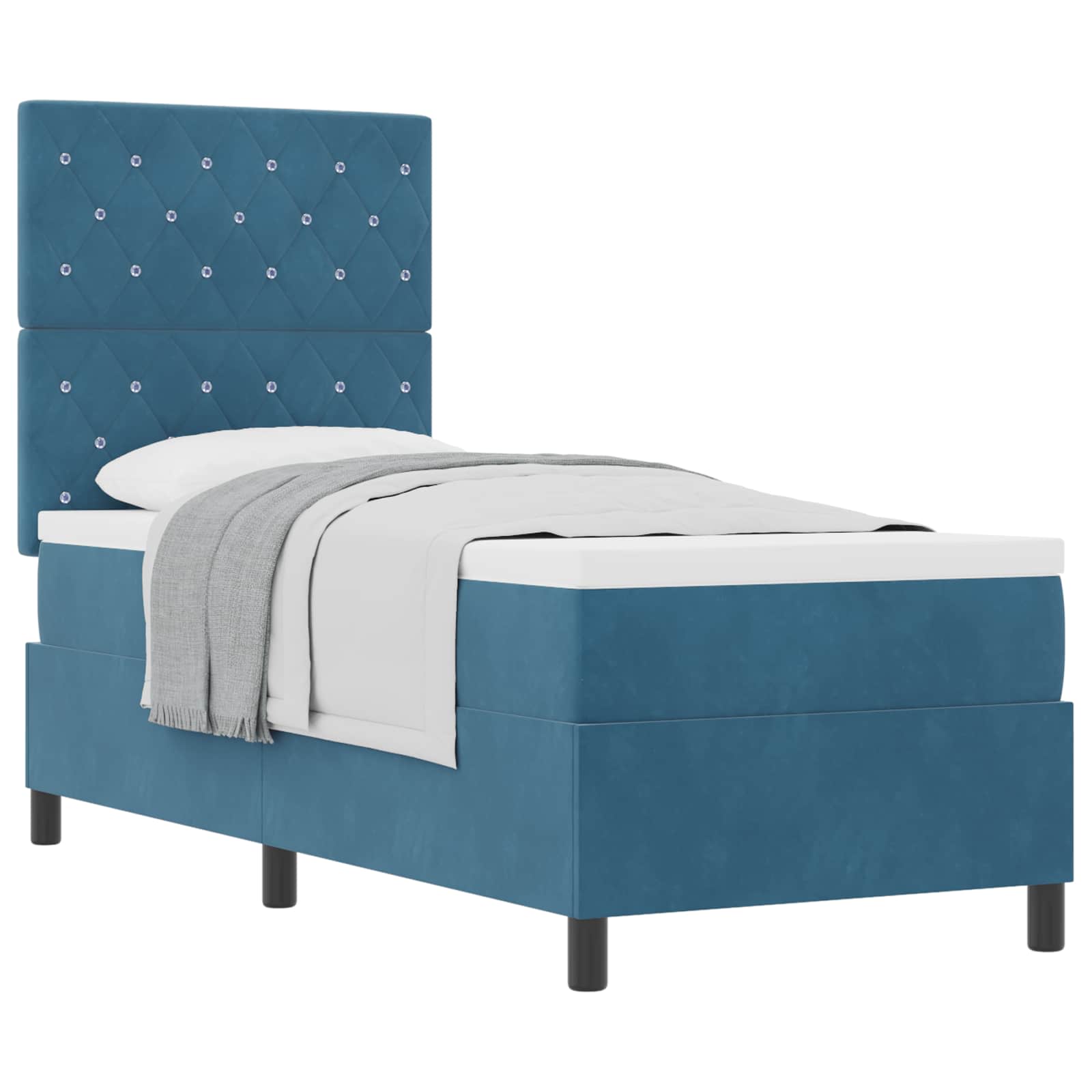 Cama tipo Box Spring Azul Oscuro 80 x 200 cm Terciopelo | Leroy Merlin