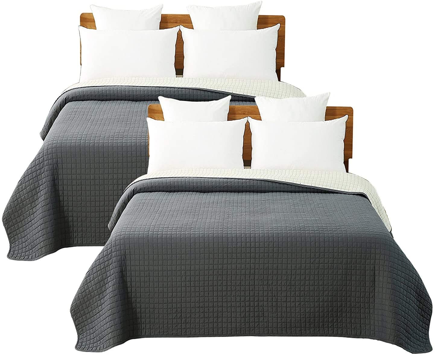 WOLTU Couvre-lit 240x260 Cm – Matelassé Réversible Noir – Doux & Élégant – Protection Lit Anti-Poussière