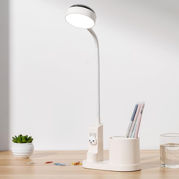 Lampka biurkowa LED dla dzieci biała z uchwytem na długopis automatyczną zmianą kolorów regulowaną intensywnością Ładowalna lampka nocna stylu nieba