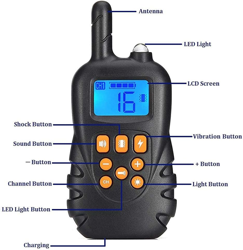 Collar eléctrico de adiestramiento para perros, antiladridos con receptor, resistente al agua hasta 800 m, IPX67, 4 modos: tono, vibración, descarga y - 5