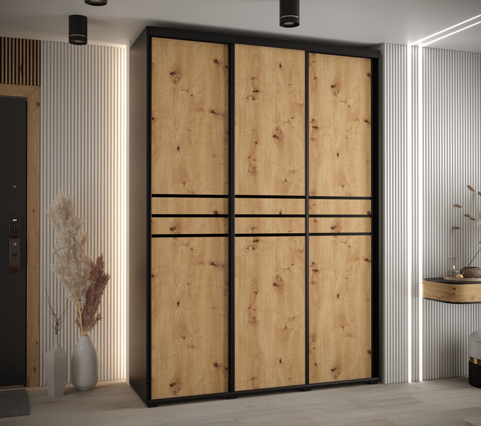 Szafa przesuwna wysoka Davos 10 180 x 60 x 235,2 cm czarny + artisan + u. czarny - Abiks Meble - 2
