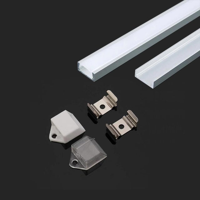 Perfil de aluminio plateado para tira LED (L mà¡x.: 12,5 mm) Cubierta satinada 2000 x 15,55 x 5,9 mm