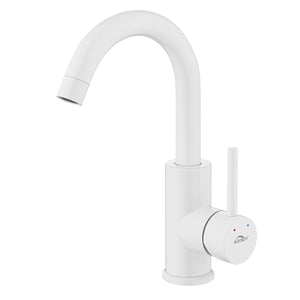 AURALUM MAX Robinet de Lavabo Blanc U-forme Mitigeur Eau Froide et Chaude en Laiton Rotation à 360° Robinet de Vasque à Poser pour Salle de Bains